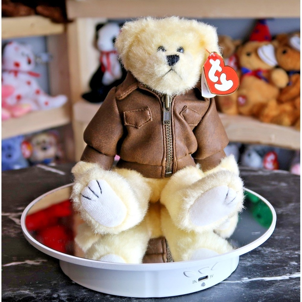 Ty Attic Treasures Baron Bear Plush Cream Aviator Brown Jacket 1993 Vintage 6225